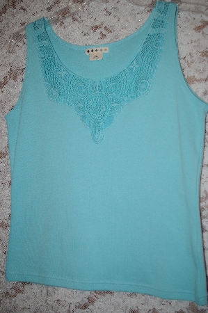 +MBA5 #1886  " Prickly Light Blue Thread Embelished Tank
