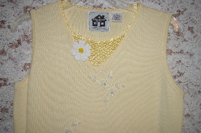 +MBA #5-1842   "StoryBook Knits Limited Edition Light Yellow Floral & Bead Embelished Tank