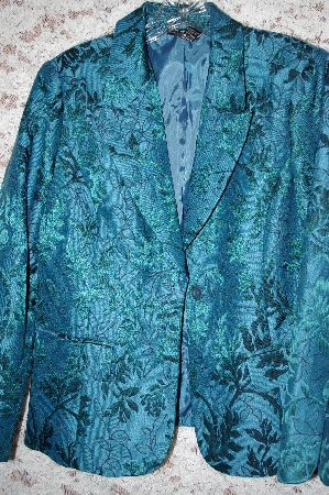 +MBA #33-215  "Dark Teal Dialouge Tonal Floral Jacquard  Jacket