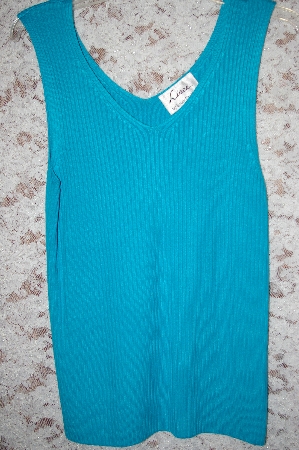 +MBA #33-204  "Turquoise Louis Dell'Olio Stretch Ribbed Sweater Tank