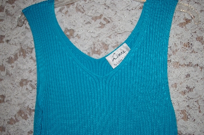 +MBA #33-204  "Turquoise Louis Dell'Olio Stretch Ribbed Sweater Tank