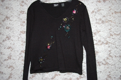 +MBA #33-197  "Black "Marissa Studio" Hand Beaded Sweater