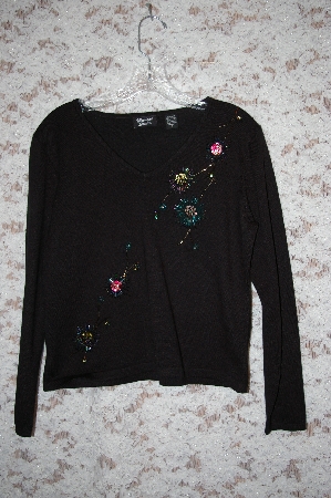 +MBA #33-197  "Black "Marissa Studio" Hand Beaded Sweater
