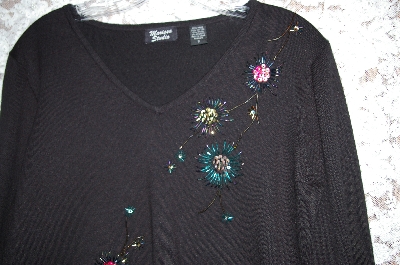 +MBA #33-197  "Black "Marissa Studio" Hand Beaded Sweater