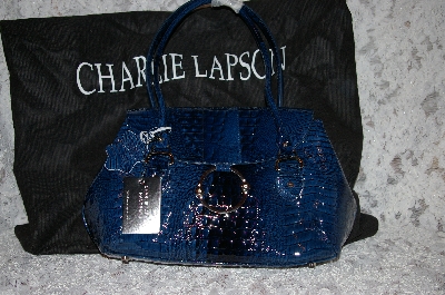 +MBA #34-129  "Denim Blue Charlie Lapson "Simona" Hand Bag