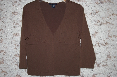+MBA #34-040  "Brown Boston Proper V-Neck Stretch Top