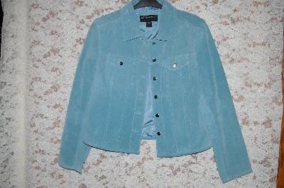 +MBA #34-077   "Light Blue Bernardo "Jean Jacket Look" Washable Suede Jacket