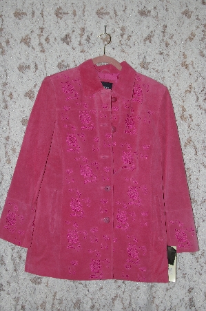 +MBA #36-035   "Frozen Rose Bernardo Floral Embroidered Suede Jacket
