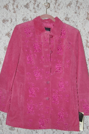 +MBA #36-035   "Frozen Rose Bernardo Floral Embroidered Suede Jacket
