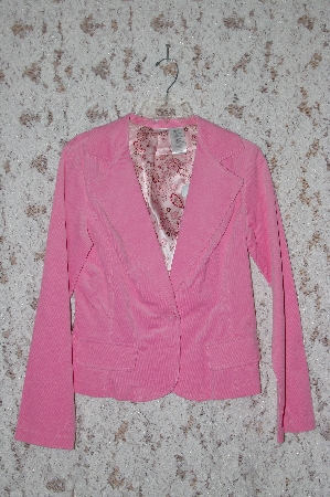 +MBA #35-045   "Pink No Boundries Fancy Lined Corduroy 1 Button Blazer