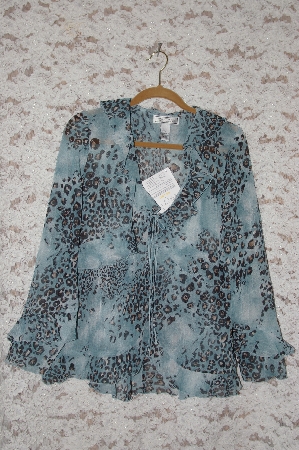 +MBA #49-020  "Georgo Simonton  Blue "Fly Away Animal Print Top"