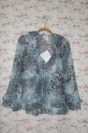 +MBA #49-020  "Georgo Simonton  Blue "Fly Away Animal Print Top"