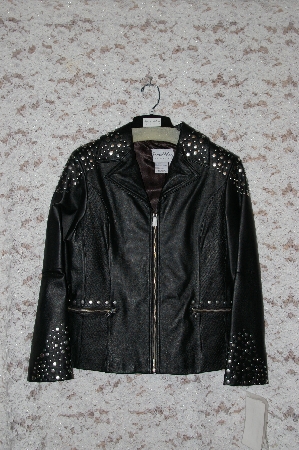 +MBA #49-072  "Pamela McCoy "Studs & Stitched Panels Leather Jacket"