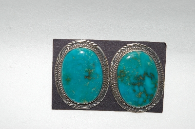 + MBA #65-007  " Apache Sterling Large Blue Turquoise Earrings