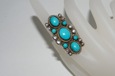 +MBA #65-084   Artist "Mr. Charlie"  Signed "Mr. Charlie" 7 Stone Blue Turquoise Ring