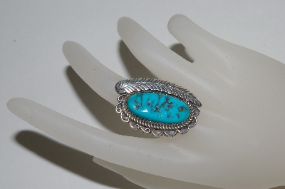 +MBA #65-188   Artist "DM" Signed Blue Turquoise Leaf Ring