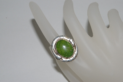 +MBA #65-112   Sterling "Navajo" Artist "Jerry N. Piatere" Signed Green Turquoise Ring