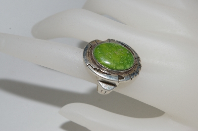 +MBA #65-112   Sterling "Navajo" Artist "Jerry N. Piatere" Signed Green Turquoise Ring