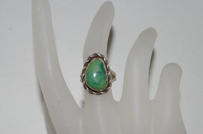 +MBA #65-221  Sterling Small Green Turquoise Ring
