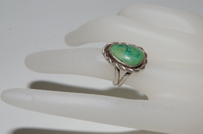 +MBA #65-221  Sterling Small Green Turquoise Ring