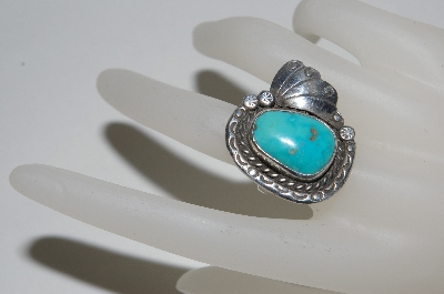 +MBA #65-209   Sterling Blue Turquoise Navajo Ring
