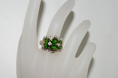 +MBA #76-135  14K Yellow Gold Chrome Diopside & Diamond Ring