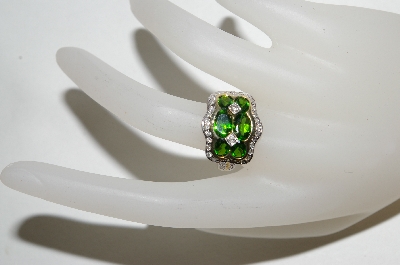 +MBA #76-135  14K Yellow Gold Chrome Diopside & Diamond Ring