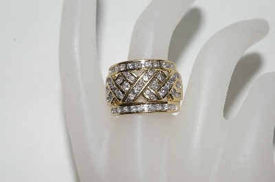+MBA #77-014    "14k Yellow Gold  Large Weave look Diamond Ring