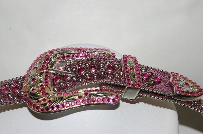 +MBA #81-014  "Belts By Simon Pink Matalic Belt With Studs & Crystals