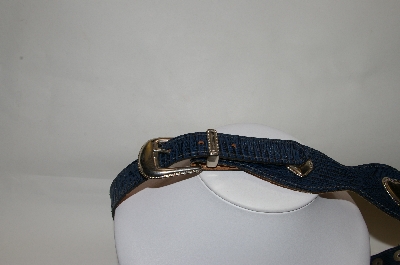 +MBA #81-052  "Chambers Blue Leather Double Buckle Belt