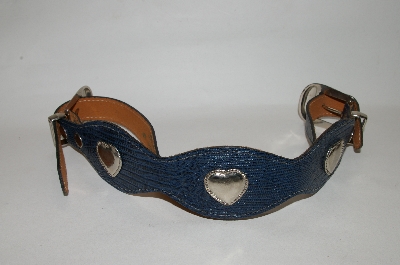 +MBA #81-052  "Chambers Blue Leather Double Buckle Belt
