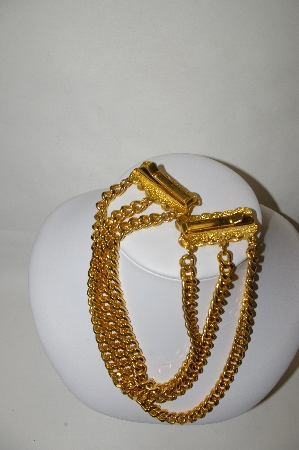 +MBA #81-134  "Gold Plated 3 Row Chain Belt Clip On