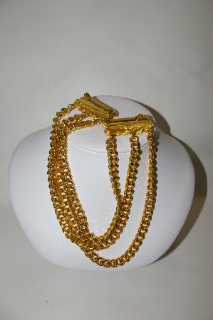 +MBA #81-134  "Gold Plated 3 Row Chain Belt Clip On