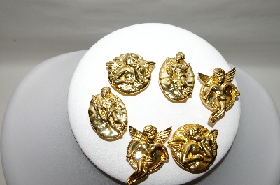 +MBA #89-021  "Set Of 6 Gold Plated Angel Button Covers