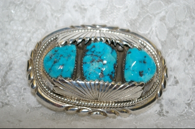 +  3 Stone Blue Turquoise Belt Buckle