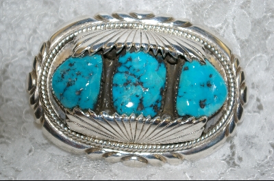 +  3 Stone Blue Turquoise Belt Buckle