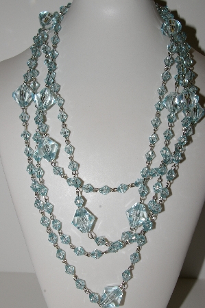 +MBA #E44-271    "Set Of 2 Faceted Light Blue Lucite Bead Necklaces"