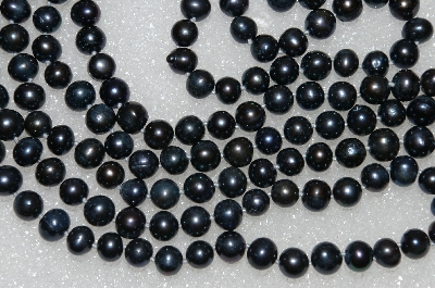 +MBA #S51-355   "64" Black Endless Cultured Freshwater Pearl Necklace"
