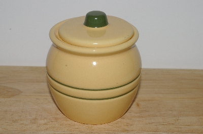 +MBA #S30-319  Set Of 2   "2004 By Tender Heart Yellow & Green Ceramic Condiment Dish With Lid"