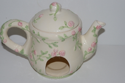 +MBA #S13-015      "Ceramic Pink Rose Tea Pot Votive Candle Holder"