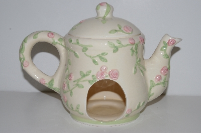 +MBA #S13-015      "Ceramic Pink Rose Tea Pot Votive Candle Holder"