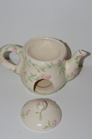 +MBA #S13-015      "Ceramic Pink Rose Tea Pot Votive Candle Holder"