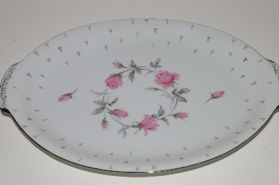 +MBA #S18-137    "Charmaine By Sango Pink Roses & Platinum Trim Large Oval Serving Platter"