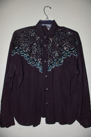 +MBAHB #19-039  "1970"s Judy Knapp One Of A Kind Hand Beaded Western Top"