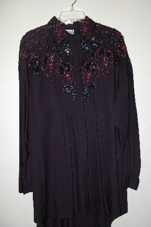 +MBAHB #19-207  "Surya Black One Of A Kind Fancy Hand Beaded Black Rayon Shirt/Dress"