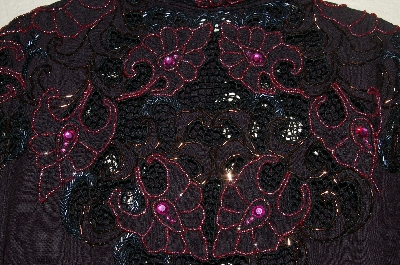 +MBAHB #19-207  "Surya Black One Of A Kind Fancy Hand Beaded Black Rayon Shirt/Dress"