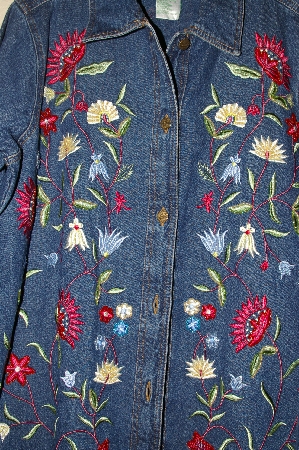 +MBAHB #19-108  "Quacker Factory Floral Embroidered Denim Jacket"