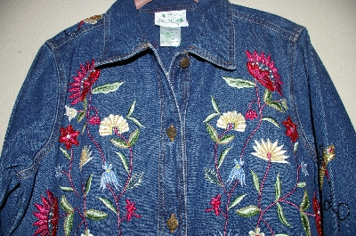 +MBAHB #19-108  "Quacker Factory Floral Embroidered Denim Jacket"
