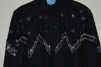 +MBAHB #19-167  "Southwest Canyon Fancy Black Hand beaded One Of A Kind Western Shirt"