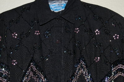 +MBAHB #19-167  "Southwest Canyon Fancy Black Hand beaded One Of A Kind Western Shirt"